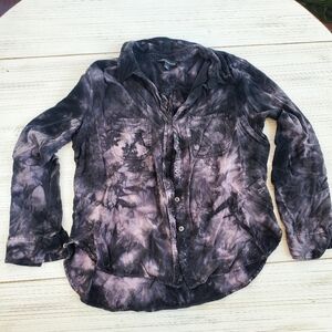 Rock And Republic Black and Purple Tie-Dye Button Down Shirt